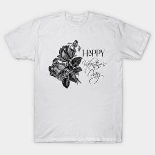 Valentine with Black Rose Flowers Bouquet T-Shirt